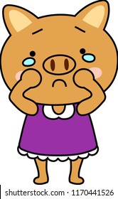 Pig child's emotional expression set