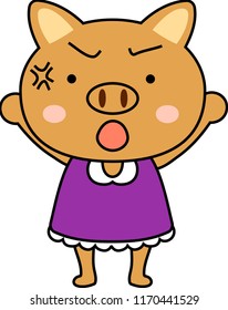 Pig child's emotional expression set