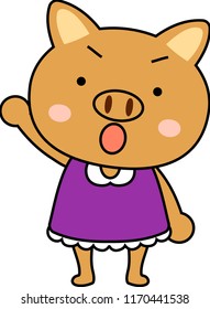 Pig child's emotional expression set