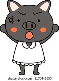 Pig child's emotional expression set