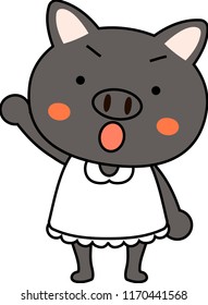Pig child's emotional expression set