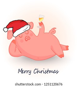 Pig. Chinese New Year, The year of the pig. Cute animal. New Year pig.