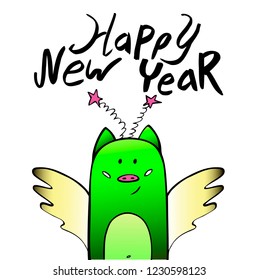 Pig. Chinese New Year. Year of the pig. Green pig.