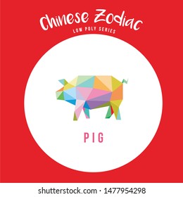 PIG CHINESE ZODIAC ANIMALS POP ART LOW POLY LOGO ICON SYMBOL. TRIANGLE GEOMETRIC POLYGON