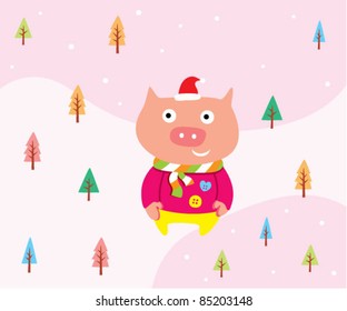 pig christmas greeting