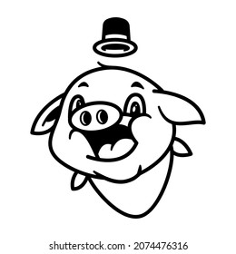 pig close up illustration line art, perfect used for logo, icon, mascot or etc