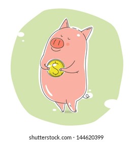 pig with a coin