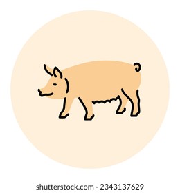 Pig color concept. Farm animals. Digital illustration for web page, mobile app, promo.