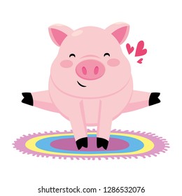 pig with colorful carpet