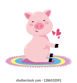 pig with colorful carpet