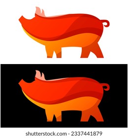 pig colorful gradient style vector design