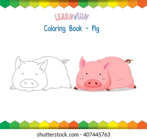 Pig coloring book educational game