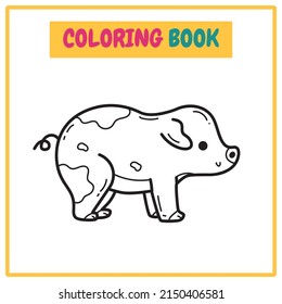 Pig Coloring Book or Outline Vector Design