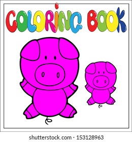 Pig coloring book vector illustrations.