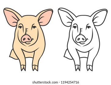 pig coloring cuty