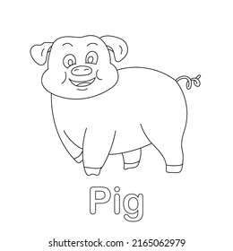 Pig Coloring Page Line Art Animal Stock Vector (Royalty Free ...