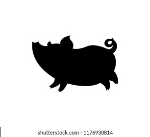 pig, comical silhouette of a well-fed and cheerful animal