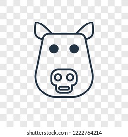 Pig concept vector linear icon isolated on transparent background, Pig concept transparency concept in outline style