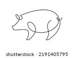 Pig in continuous line art drawing style. Abstract pig silhouette minimalist black linear design isolated on white background. Vector illustration