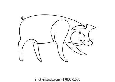 Schwein in kontinuierlicher Linie Kunstzeichnung Stil. Minimalistische schwarze lineare Skizze einzeln auf weißem Hintergrund. Vektorgrafik