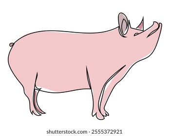 Pig in continuous line style and can be edited later