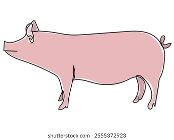 Pig in continuous line style and can be edited later