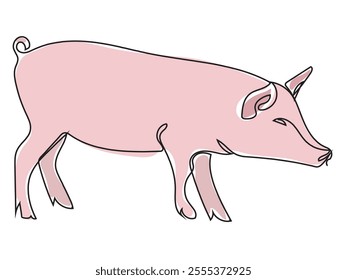 Pig in continuous line style and can be edited later