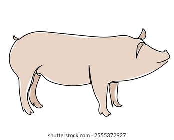 Pig in continuous line style and can be edited later