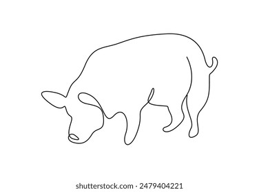 Pig continuous one line drawing vector illustration 