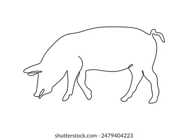 Pig continuous one line drawing vector illustration 