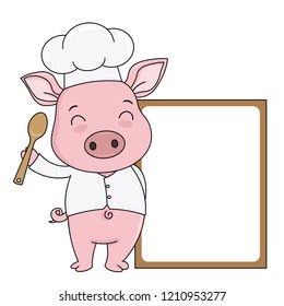 Pig cook with blank frame for text