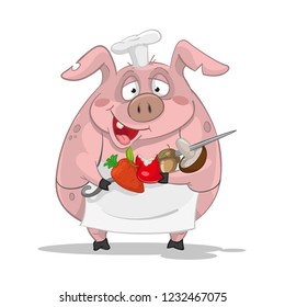 Pig Cook Cook Skewers Vegetables