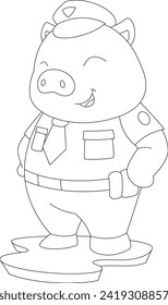 Pig Cop Police Animal Vector Graphic Art Illustration