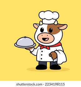 Pig Cow Holding Tray Illustration