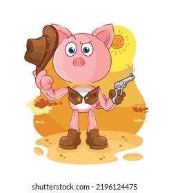 der Schweinekoteletts mit Schusswaffencharakter, Vektorgrafik