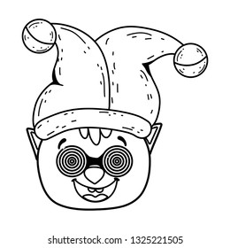 pig crazy with glasses and joker hat fools day character