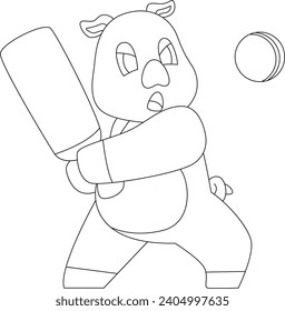 Pig Cricket Cricket bat Animal Vector Graphic Art Illustration