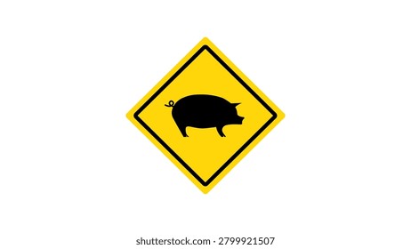 Pig Crossing Traffic Sign Vector