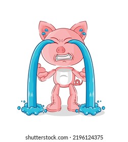 the pig crying illustration. character vector