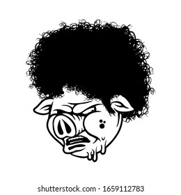 Gráfico de diseño vectorial de la cabeza de curva de cerdo
