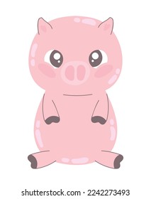 pig cute animal icon isolated
