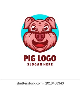 pig cute cartoon logo vector