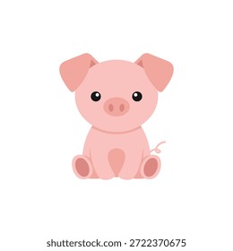 Cerdo lindo concepto de diseño de Vector de dibujos animados estilo plano