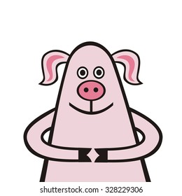Pig cute cartoon vector illustration