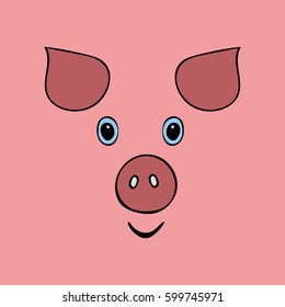 Pig cute funny cartoon head