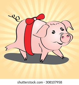 Pig cute gift vector illustration