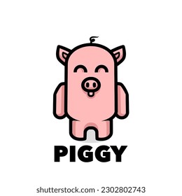 Pig cute simple cartoon logo