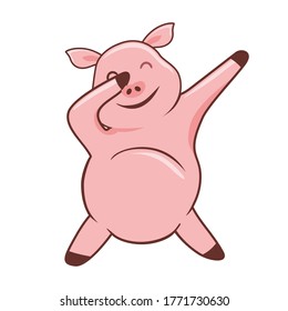 Pig Dabbing Dance Cartoon Swine Dab Illustration