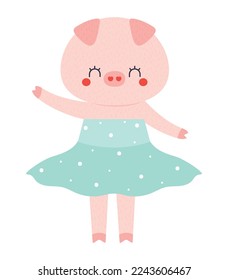 pig dancer of ballet over white