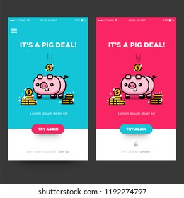 It's a Pig Deal Sale Page Design with Cute Piggy Bank Illustration Gold Coins 